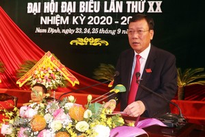 Ông Đoàn Hồng Phong tái đắc cử Bí thư Tỉnh ủy Nam Định khóa XX, nhiệm kỳ 2020 - 2025. (Ảnh: Văn Đạt/TTXVN).