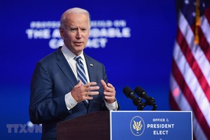 Ứng cử viên Tổng thống Mỹ của đảng Dân chủ Joe Biden phát biểu tại một sự kiện ở Wilmington, bang Delaware ngày 10/11/2020. (Ảnh: AFP/TTXVN).