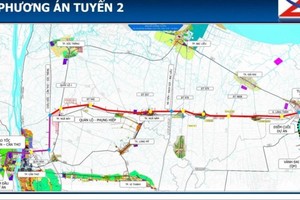 Phương án tuyến cao tốc Cần Thơ - Cà Mau. (Ảnh: Bộ GTVT).