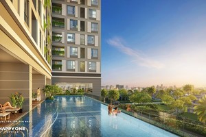 Hồ bơi tràn bờ tại khu vực tầng 3 của dự án Happy One - Premier.