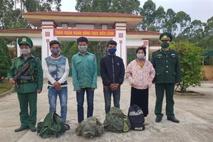 Các đối tượng bị bắt giữ. (Ảnh: Xuân Tiến/TTXVN).