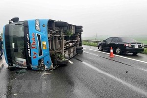 Hiện trường vụ tai nạn. (Ảnh: Trung Kiên/TTXVN).