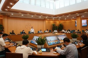 Một phiên họp của Ban Chỉ đạo phòng chống dịch Covid-19 thành phố Hà Nội.