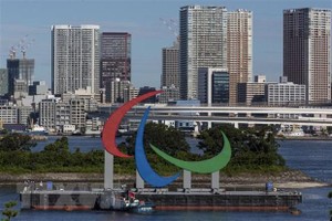 Biểu tượng của Paralympic Tokyo 2020 tại quận Odaiba, Tokyo (Nhật Bản) ngày 20/8/2021. (Ảnh: THX/TTXVN).