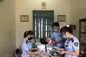 Cục Quản lý thị trường tỉnh Gia Lai tịch thu 100 bộ kit test nhanh COVID-19 không có hóa đơn, chứng từ tại thành phố Pleiku. (Ảnh: TTXVN phát).