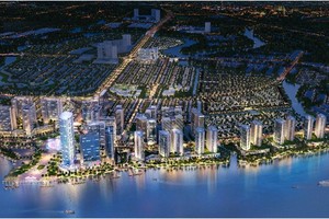 Toàn cảnh khu đô thị tích hợp Izumi City nhìn từ sông Đồng Nai.