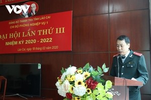 Ông Đàm Quang Vinh phát biểu tại Đại hội Chi bộ phòng trực thuộc hồi năm 2020.