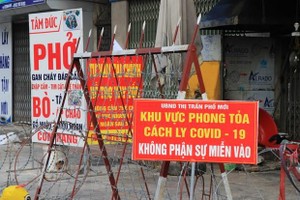 Phong tỏa khu 3, thị trấn Phố Mới, huyện Quế Võ, tỉnh Bắc Ninh. (Ảnh: Thanh Thương/TTXVN).