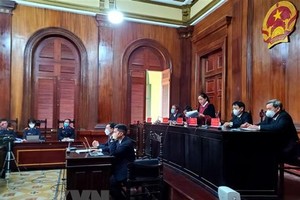 Các bị cáo Tất Thành Cang (bên phải) và Tề Trí Dũng nghe tuyên đọc bản án. (Ảnh: Thành Chung/TTXVN).