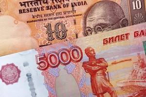Đồng nội tệ của Ấn Độ và của Nga. Ảnh: BRICS.