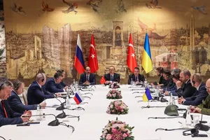 Phái đoàn Nga, Ukraine đàm phán tại Thổ Nhĩ Kỳ ngày 29/3 (Ảnh: Getty).