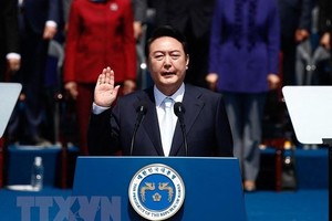 Lễ nhậm chức của tân Tổng thống Hàn Quốc Yoon Suk-yeol. (Ảnh: AFP/TTXVN)