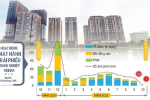 Hoạt động phát hành trái phiếu nội địa giảm dần trong quý III, vắng bóng 2 nhóm đơn vị phát hành chủ lực là ngành bất động sản và tổ chức tín dụng. Ảnh: Đức Thanh. Đồ họa: Đan Nguyễn.