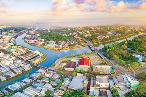 Một góc thị xã Long Mỹ, tỉnh Hậu Giang. Ảnh: Báo Hậu Giang.