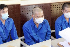 Các đối tượng trong vụ án tại cơ quan điều tra. (Nguồn: Báo Công an Nhân dân)