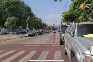 Lực lượng Cảnh sát Thủ đô Bangkok triển khai các phương án phân luồng giao thông_Nguồn: ThaiPBS.