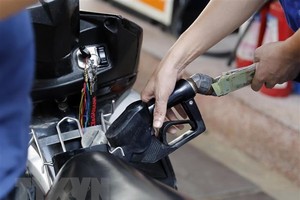 Mua bán xăng tại một điểm kinh doanh xăng, dầu trên địa bàn quận Hai Bà Trưng, Hà Nội. (Ảnh: Trần Việt/TTXVN).