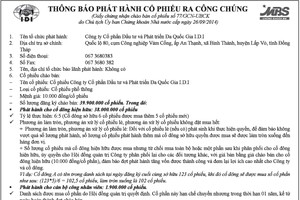 IDI: Thông báo phát hành cổ phiếu ra công chúng