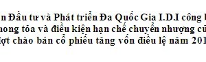IDI: Thông báo thay đổi tài khoản phong tỏa trong đợt chào bán cổ phiếu tăng vốn năm 2014