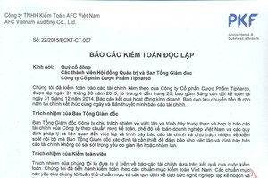 Tipharco công bố BCTC kiểm toán 2014