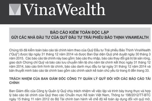 VinaWealth công bố BCTC kiểm toán 2014 của các quỹ