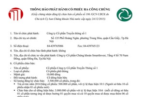 ONE thông báo phát hành cổ phiếu ra công chúng