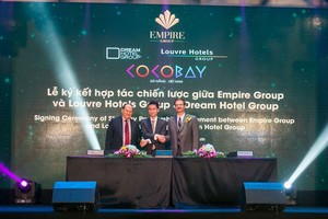 Đại diện Empire Group, Dream Hotel Group và Louvre Hotels Group lễ ký kết thỏa thuận hợp tác