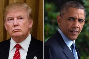 Tổng thống Mỹ Donald Trump và người tiền nhiệm Barack Obama. Ảnh:NBC News.