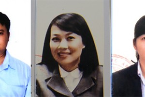 Chi, Hoàng, Huệ vừa bị bắt giữ. Ảnh:Bộ Công an.