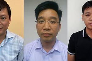 Từ trái qua, các bị can Minh,Hiển, Hưng. Ảnh: Bộ Công an