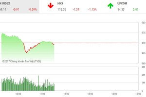 Phiên sáng 5/12: Áp lực bán gia tăng, thị trường rung lắc mạnh