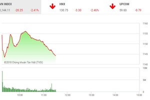 Phiên sáng 23/3: Ồ ạt bán tháo, 3 sàn lao dốc