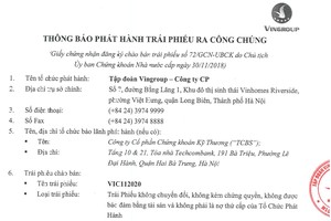 Tập đoàn Vingroup - Công ty CP thông báo phát hành trái phiếu ra công chúng