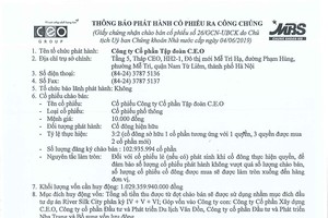 CEO Group thông báo phát hành cổ phiếu ra công chúng