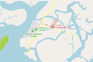 Dự án của Phát Đạt nằm trên vị trí trung tâm của quần thể kinh tế khu vực Cảng Cái Mép.