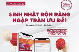 Agribank khuyến mại lớn mừng sinh nhật lần thứ 33