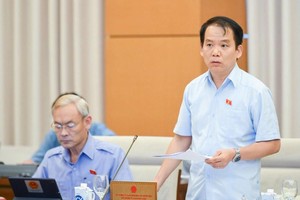 Chủ nhiệm Uỷ ban Pháp luật Hoàng Thanh Tùng trình bày quan điểm của cơ quan thẩm tra.