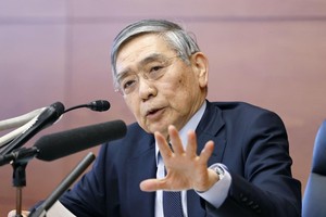 Ông Haruhiko Kuroda trong một cuộc họp khi đang là Thống đốc Ngân hàng trung ương Nhật Bản