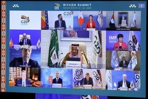 Hội nghị thượng đỉnh G20 trực tuyến do Ả Rập Xê Út chủ trì ở Brussels vào ngày 21/11/2020. Nguồn: AFP