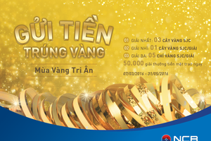 “Mùa vàng tri ân” – Gửi tiền trúng vàng cùng NCB