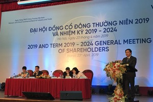 Ông Lê Đức Thọ, Chủ tịch HĐQT VietinBank phát biểu tại ĐHĐCĐ thường niên 2019 và nhiệm kỳ 2019 - 2024 