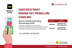 Agribank triển khai chương trình “Giao dịch ngay – Nhanh tay trúng lớn cùng WU” 