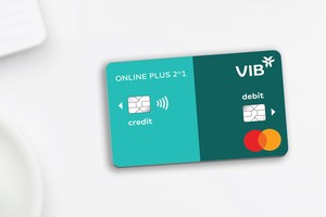 Thẻ VIB Online Plus 2in1 là dòng thẻ đầu tiên tại Đông Nam Á tích hợp thẻ tín dụng và thẻ thanh toán.