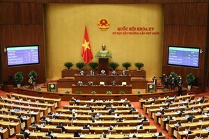 424/426 đại biểu Quốc hội tham gia tán thành Nghị quyết về chính sách tài khóa, tiền tệ để hỗ trợ Chương trình phục hồi và phát triển kinh tế - xã hội - Ảnh: VGP