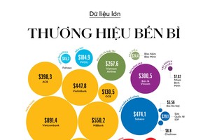 Vietcombank có giá trị thương hiệu lớn nhất Việt Nam năm 2024, quy mô đạt 891,4 triệu USD. Nguồn: Forbes Việt Nam