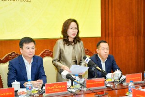 Bà Hà Thu Giang, Vụ trưởng Vụ Tín dụng các ngành kinh tế, NHNN chia sẻ tại Họp báo