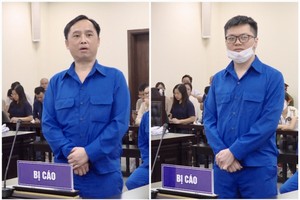 Hai bị cáo Đỗ Thành Nhân (trái) và Đỗ Đức Nam trước toà.