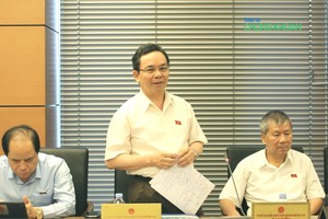 Đại biểu Quốc hội Hoàng Văn Cường thảo luận tại tổ chiều 19/6.
