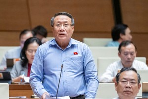 Đại biểu Hà Sỹ Đồng (đoàn Quảng Trị) phát biểu tại hội trường chiều 4/11