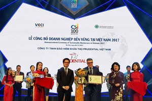 Prudential lọt Top 10 doanh nghiệp bền vững 2017
